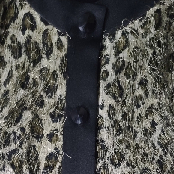 Vintage Francais Huey Waltzer Leopard Print Crop Jacket with Allover Threads - Picture 9 of 13